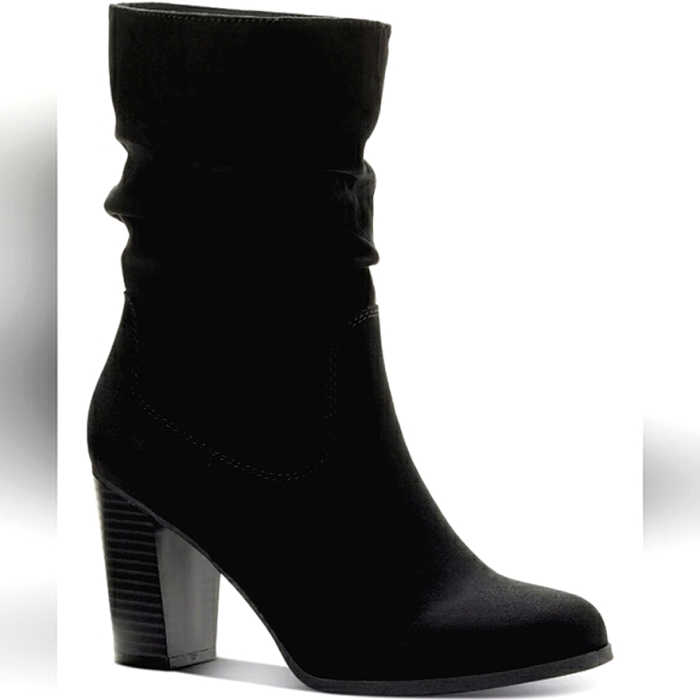New w /Box Style & Co. Saraa Faux Suede Black Mid-Calf Scrunch Boot Size 12 - Picture 7 of 7